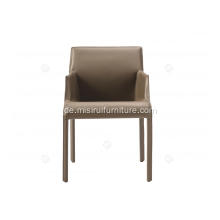 ltalian minimalistische Khaki -Sattel -Leder -Armlehre Stühle